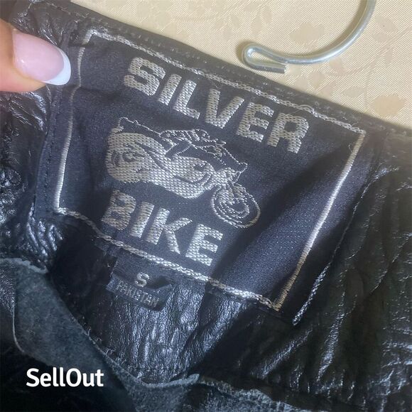 Silver Bike Women's Black Leather Motorcycle pants Size S - Picture 3 of 13